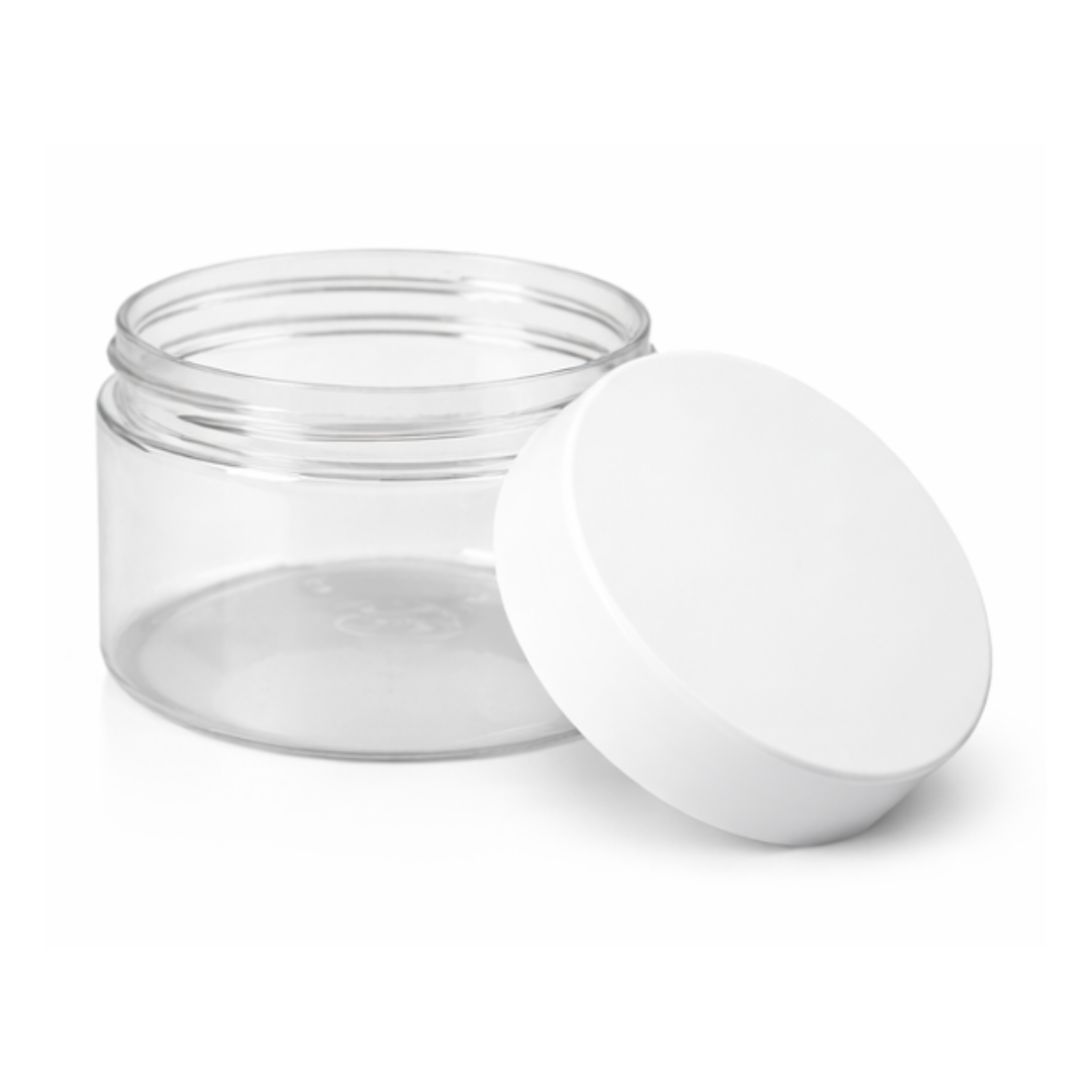Pot PET transparent 473 mL (avec couvercle et opercule)